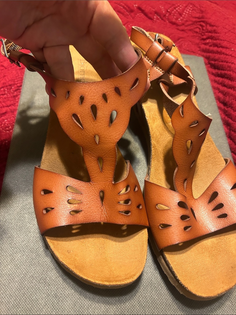 Women’s Tan Bjorndal Laser-Cut Leather Sandals